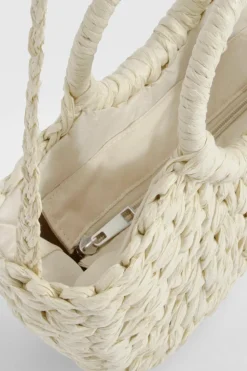 Handbags*boohoo Circle Straw Beach Bag natural