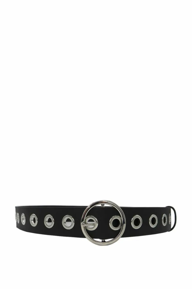 Belts*My Accessories London Circular Buckle Eyelet Belt Black