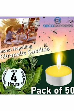 Candles & Diffusers|Candles*Deco Express Citronella Candles 4 Hours Pack of 50 Yellow