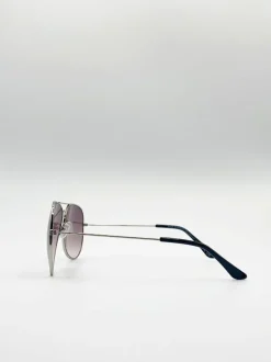 Sunglasses*SVNX Classic Aviator Metal Frame Sunglasses Silver