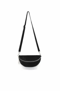 Handbags*Kitise Classic Design Bum Bag Style Italian Pouch Suede Leather Crossbody Sling Bag Black