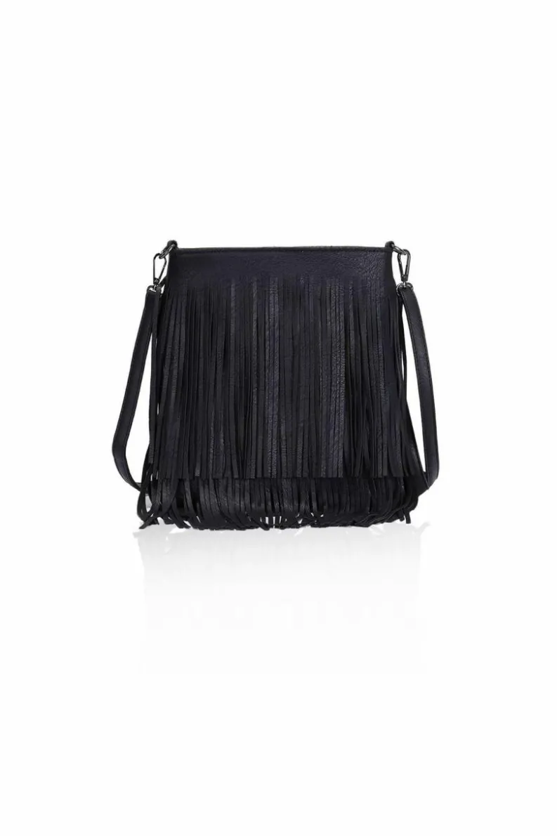 Shoulder Bags|Handbags*Kitise Classic PU Leather Fringe Detail Boho Style Crossbody Handbag Black