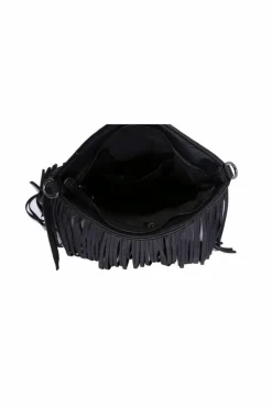 Shoulder Bags|Handbags*Kitise Classic PU Leather Fringe Detail Boho Style Crossbody Handbag Black