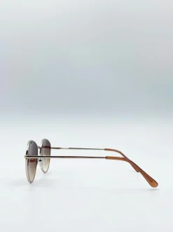 Sunglasses*SVNX Classic Round Metal Frame Sunglasses Gold