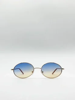 Sunglasses*SVNX Classic Round Sunglasses With Sunset Lenses Gold