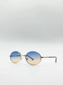 Sunglasses*SVNX Classic Round Sunglasses With Sunset Lenses Gold