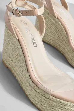 Wedges*boohoo Clear Strap Two Part Espadrille Wedges nude