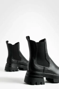 Chunky Boots|All Boots*boohoo Cleated Sole Chunky Chelsea Boots black