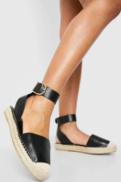 Flats|Sandals*boohoo Closed Toe Buckle Detail Espadrilles black