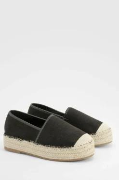 Sandals*boohoo Closed Toe Platform Espadrilles black