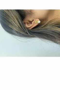 Earrings*SVNX Clover Earrings with Pearl in Gold