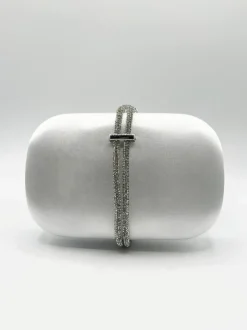 Handbags|Clutch Bags*SVNX Clutch bag with Crystal Stap Handle in Silver