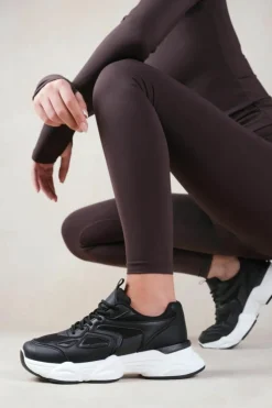 Trainers*Where's That From Coach' Chunky Sole With Mesh Detail Trainer Black