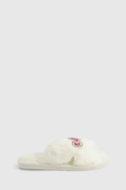 Slippers|Slippers*boohoo Cocktail Applique Fluffy Slippers white