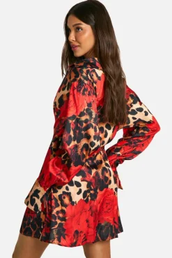 Mini Dresses*boohoo Colla Plunge Neck Mini Dress red