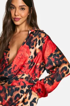 Mini Dresses*boohoo Colla Plunge Neck Mini Dress red