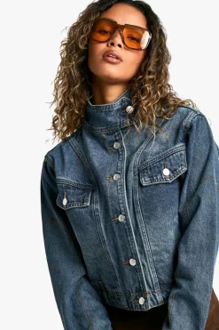Up To 80% Off Winter Warmers|Denim Jackets*boohoo Collared Seam Detail Denim Jacket washed indigo