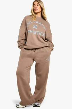 Sweatshirts|Hoodies & Sweatshirts*boohoo Colorado Athletics Embroidered Crew Neck Oversized Sweatshirt taupe