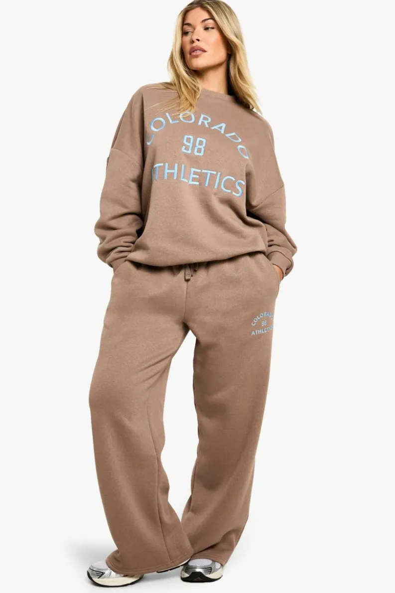Sweatshirts|Hoodies & Sweatshirts*boohoo Colorado Athletics Embroidered Crew Neck Oversized Sweatshirt taupe