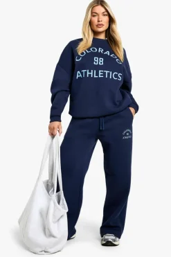 Sweatshirts|Hoodies & Sweatshirts*boohoo Colorado Athletics Embroidered Crew Neck Oversized Sweatshirt navy