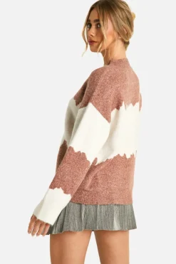 Oversized Jumpers*boohoo Colour Block Abstract Stripe Oversized Jumper terracotta
