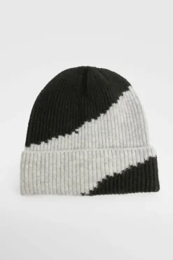 Earmuffs|Hats & Gloves*boohoo Colour Block Ribbed Beanie black
