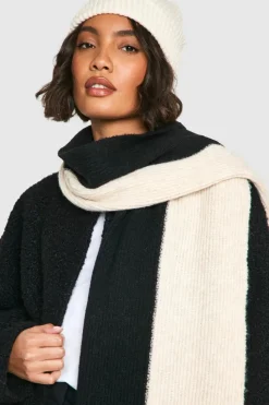 Hats & Gloves|Hats & Gloves*boohoo Colour Block Ribbed Scarf neutral