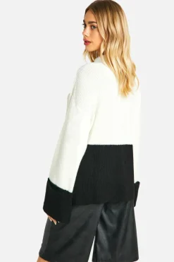 Oversized Jumpers|Jumpers*boohoo Colour Block Roll Neck Jumper ivory