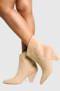 Heeled Boots|Ankle Boots*boohoo Cone Heel Pointed Ankle Boots tan