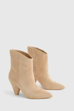 Heeled Boots|Ankle Boots*boohoo Cone Heel Pointed Ankle Boots tan
