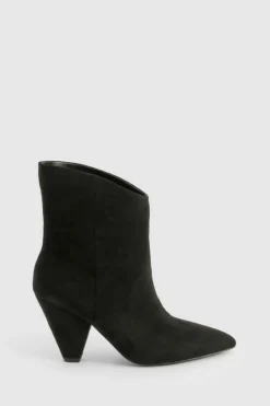 Heeled Boots|Ankle Boots*boohoo Cone Heel Pointed Ankle Boots black