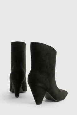 Heeled Boots|Ankle Boots*boohoo Cone Heel Pointed Ankle Boots black
