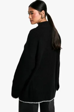 Oversized Jumpers|Jumpers*boohoo Contast Trim Oversized Jumper black