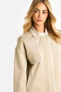 Up To 80% Off Winter Warmers|Trench Coats*boohoo Contrast Binding Detail Trench Coat light beige