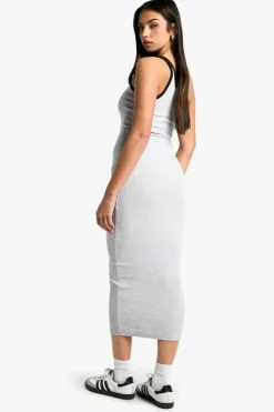 Bodycon Dresses*boohoo Contrast Binding One Shoulder Midaxi Dress grey marl