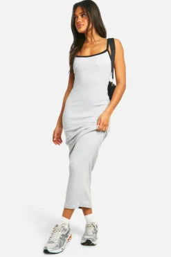 Bodycon Dresses*boohoo Contrast Binding Strappy Maxi Dress grey marl