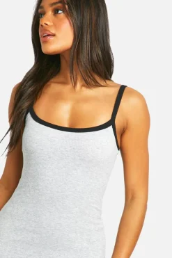 Bodycon Dresses*boohoo Contrast Binding Strappy Maxi Dress grey marl