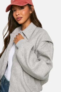 Up To 80% Off Winter Warmers|Wool Look Coats*boohoo Contrast Blanket Stitch Wool Look Jacket grey marl