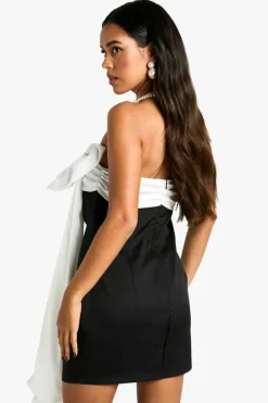 Bodycon Dresses*boohoo Contrast Bow Bandeau Mini Dress black