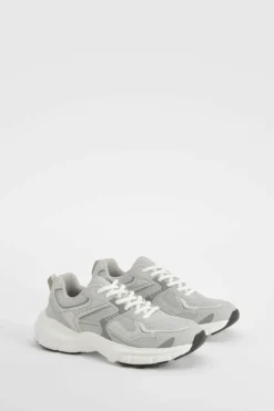 Trainers*boohoo Contrast Chunky Sporty Dad Trainers grey