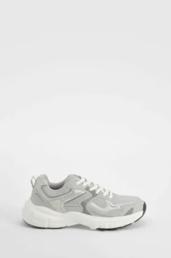 Trainers*boohoo Contrast Chunky Sporty Dad Trainers grey