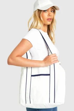 Handbags|Tote Bags*boohoo Contrast Detail Canvas Tote Bag natural