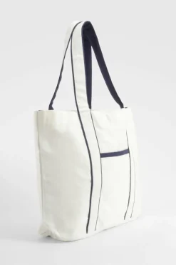 Handbags|Tote Bags*boohoo Contrast Detail Canvas Tote Bag natural