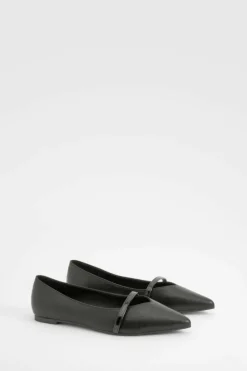Flats*boohoo Contrast Detail Pointed Flats black