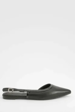 Flats*boohoo Contrast Detail Slingback Pointed Flats black