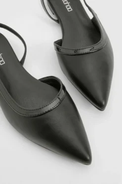 Flats*boohoo Contrast Detail Slingback Pointed Flats black