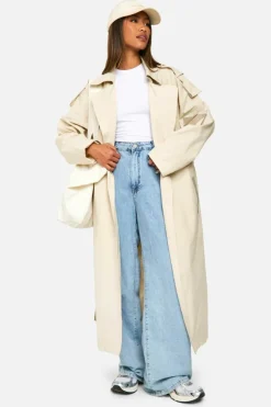 Up To 80% Off Winter Warmers|Trench Coats*boohoo Contrast Detail Trench Coat stone