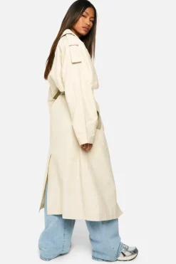 Up To 80% Off Winter Warmers|Trench Coats*boohoo Contrast Detail Trench Coat stone
