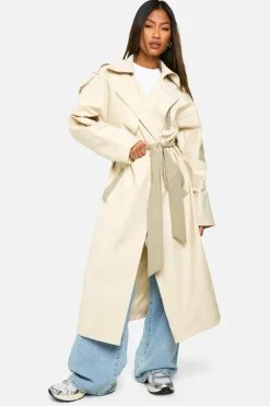 Up To 80% Off Winter Warmers|Trench Coats*boohoo Contrast Detail Trench Coat stone