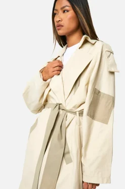 Up To 80% Off Winter Warmers|Trench Coats*boohoo Contrast Detail Trench Coat stone